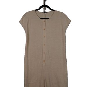 Zara Beige Jumpsuit MED Flowy Relaxed Lagenlook Scandi Minimalist